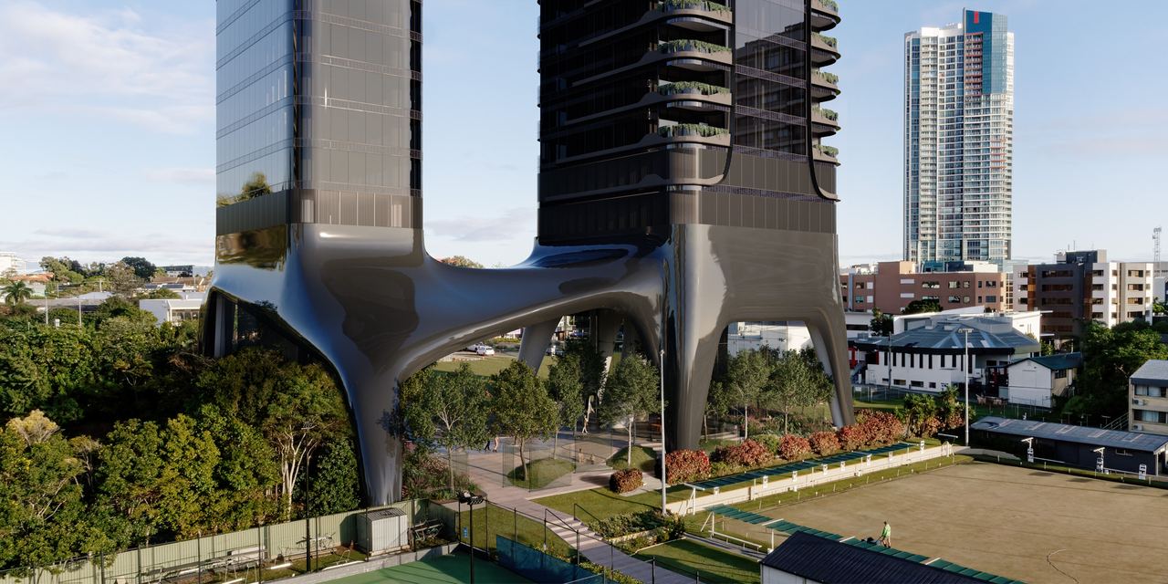 Park Lane, Southport — architectural render of the towers and sculptural podium canopy