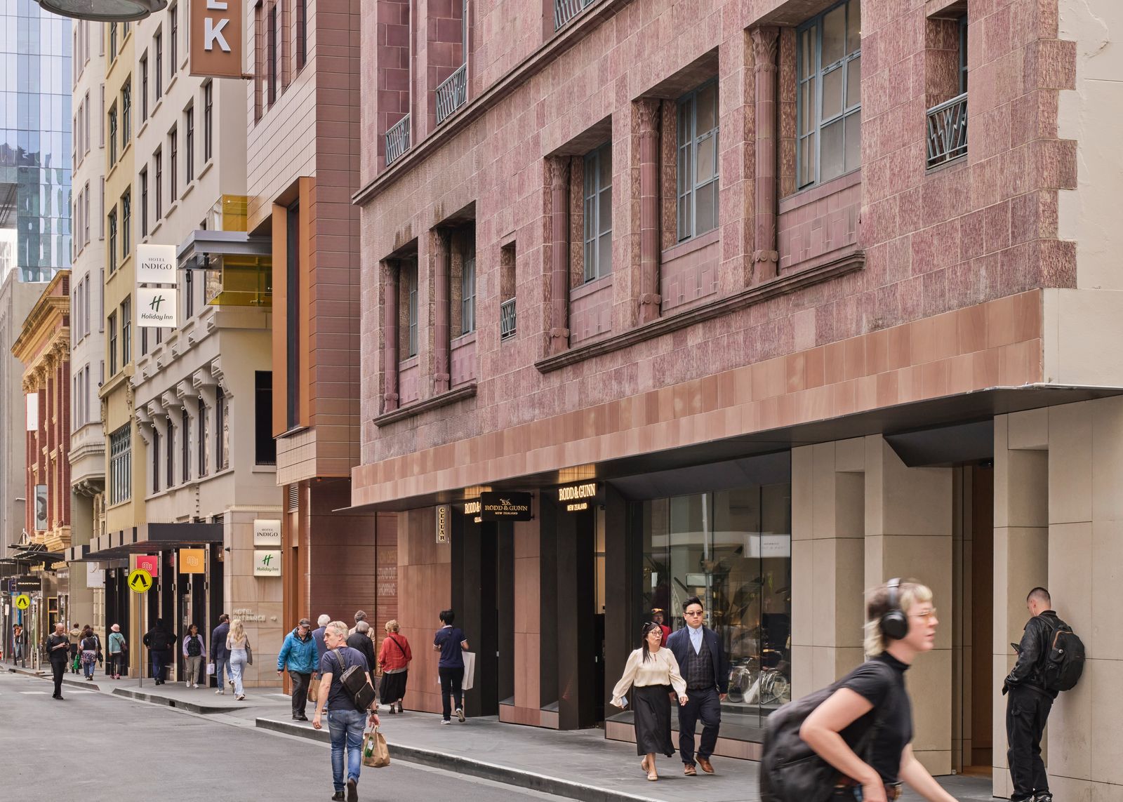 299 Bourke Street — terracotta facade and entry on Little Collins Street
