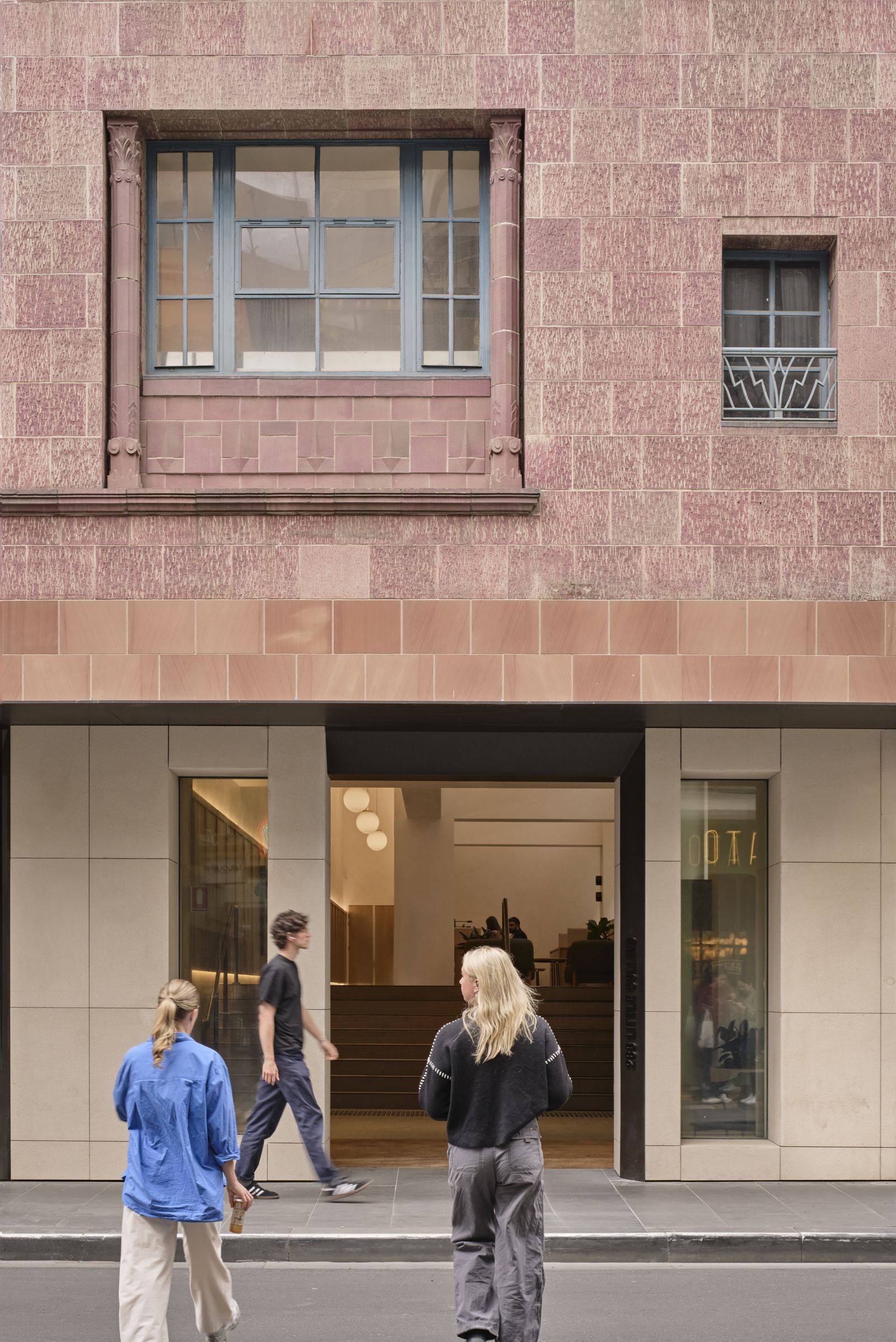 299 Bourke Street — restored terracotta facade above the new entry
