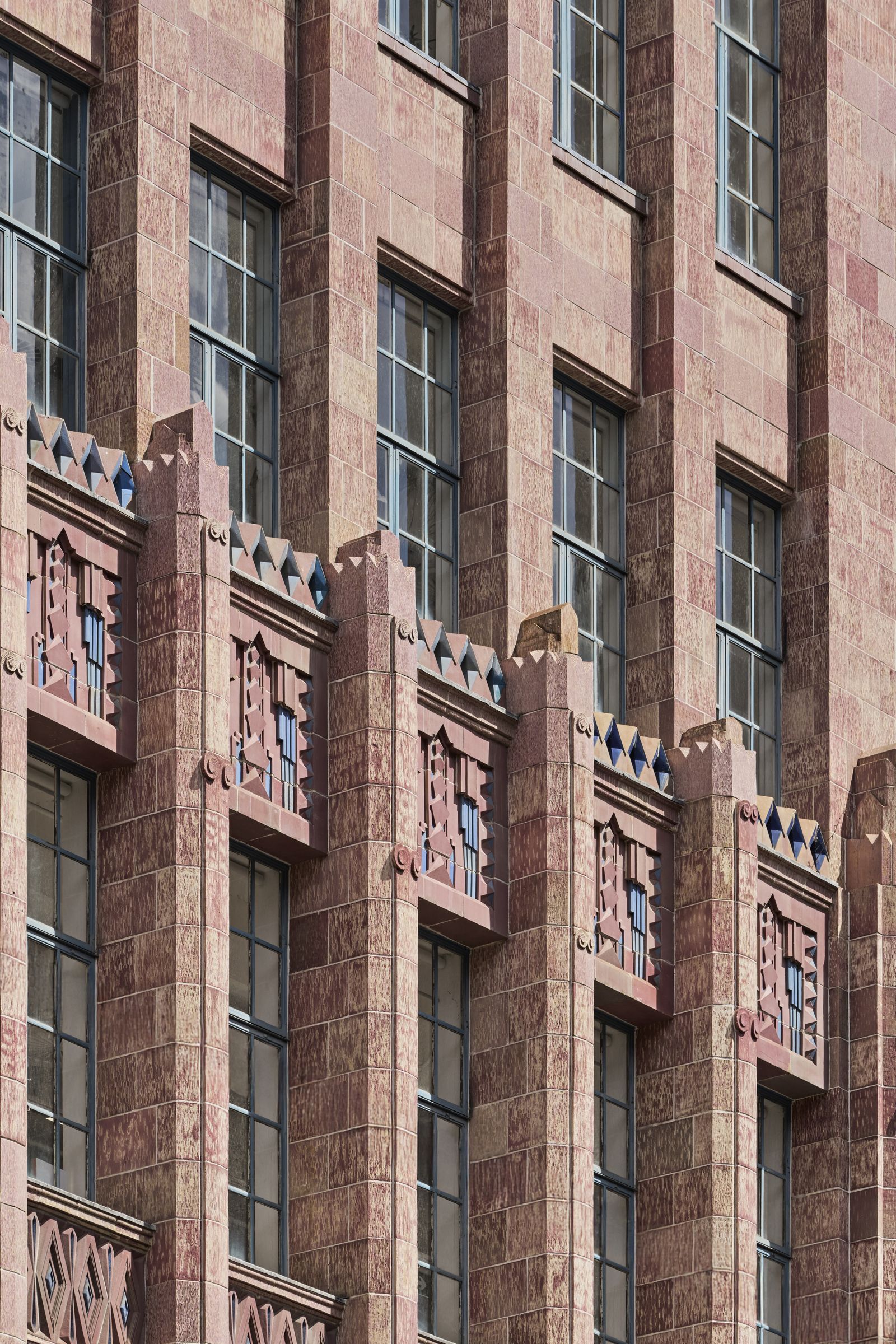 299 Bourke Street — Jazz Moderne terracotta facade detail